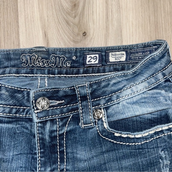 Miss Me y2k vintage Blue Boot Cut Jeans with Vintage Fading - Picture 3 of 6